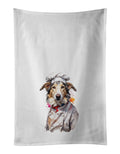 Borzoi Chef Kitchen Towel Set of 2 White Dish Towels Decorative Bathroom Hand towel for Hand, Face, Hair, Yoga, Tea, Dishcloth, 19 X 28", White