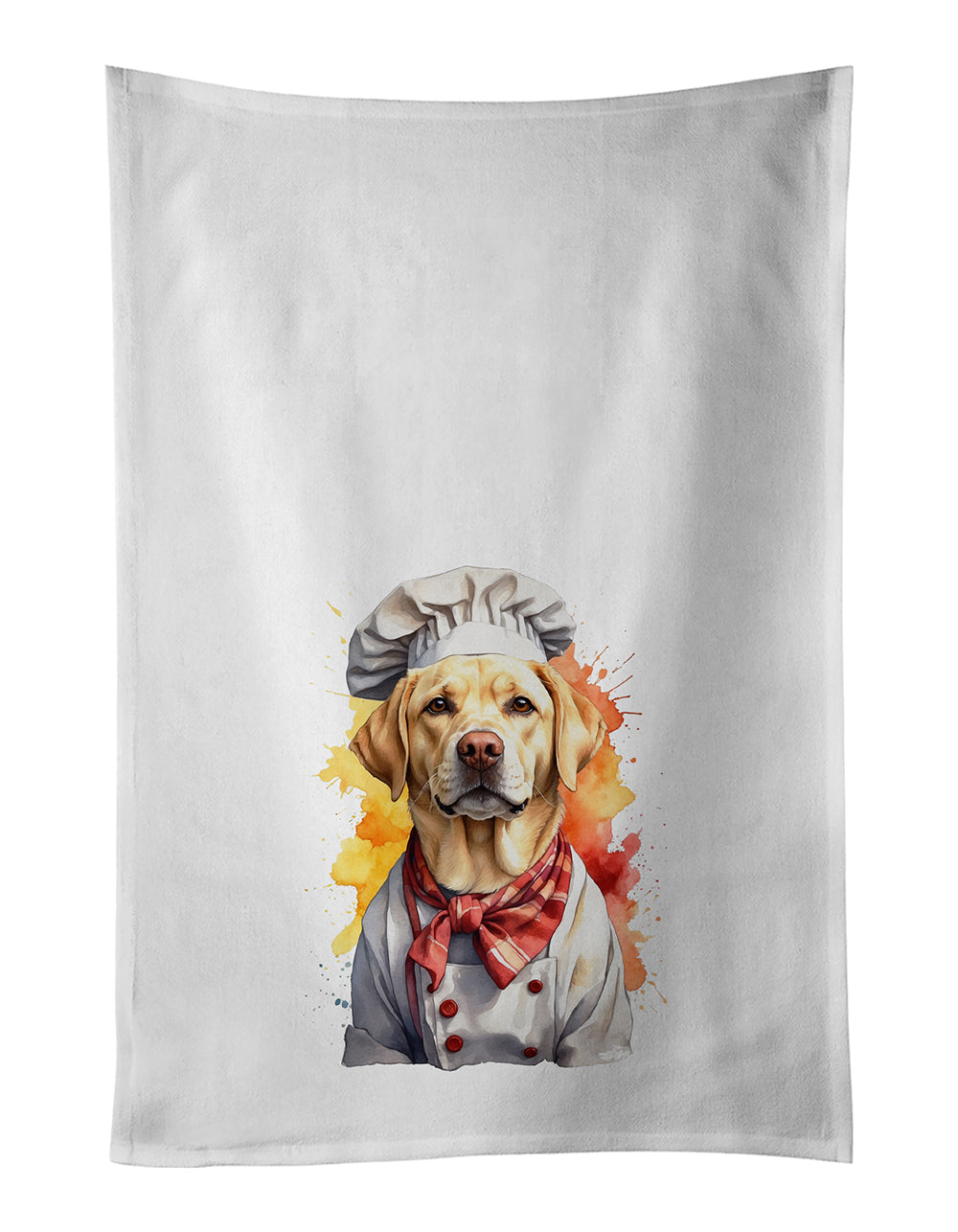 Labrador Retriever Chef Kitchen Towel Set of 2 White Dish Towels Decorative Bathroom Hand towel for Hand, Face, Hair, Yoga, Tea, Dishcloth, 19 X 28", White
