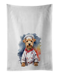 Lakeland Terrier Chef Kitchen Towel Set of 2 White Dish Towels Decorative Bathroom Hand towel for Hand, Face, Hair, Yoga, Tea, Dishcloth, 19 X 28", White