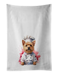 Norwich Terrier Chef Kitchen Towel Set of 2 White Dish Towels Decorative Bathroom Hand towel for Hand, Face, Hair, Yoga, Tea, Dishcloth, 19 X 28", White