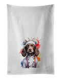 Water Spaniel Chef Kitchen Towel Set of 2 White Dish Towels Decorative Bathroom Hand towel for Hand, Face, Hair, Yoga, Tea, Dishcloth, 19 X 28", White