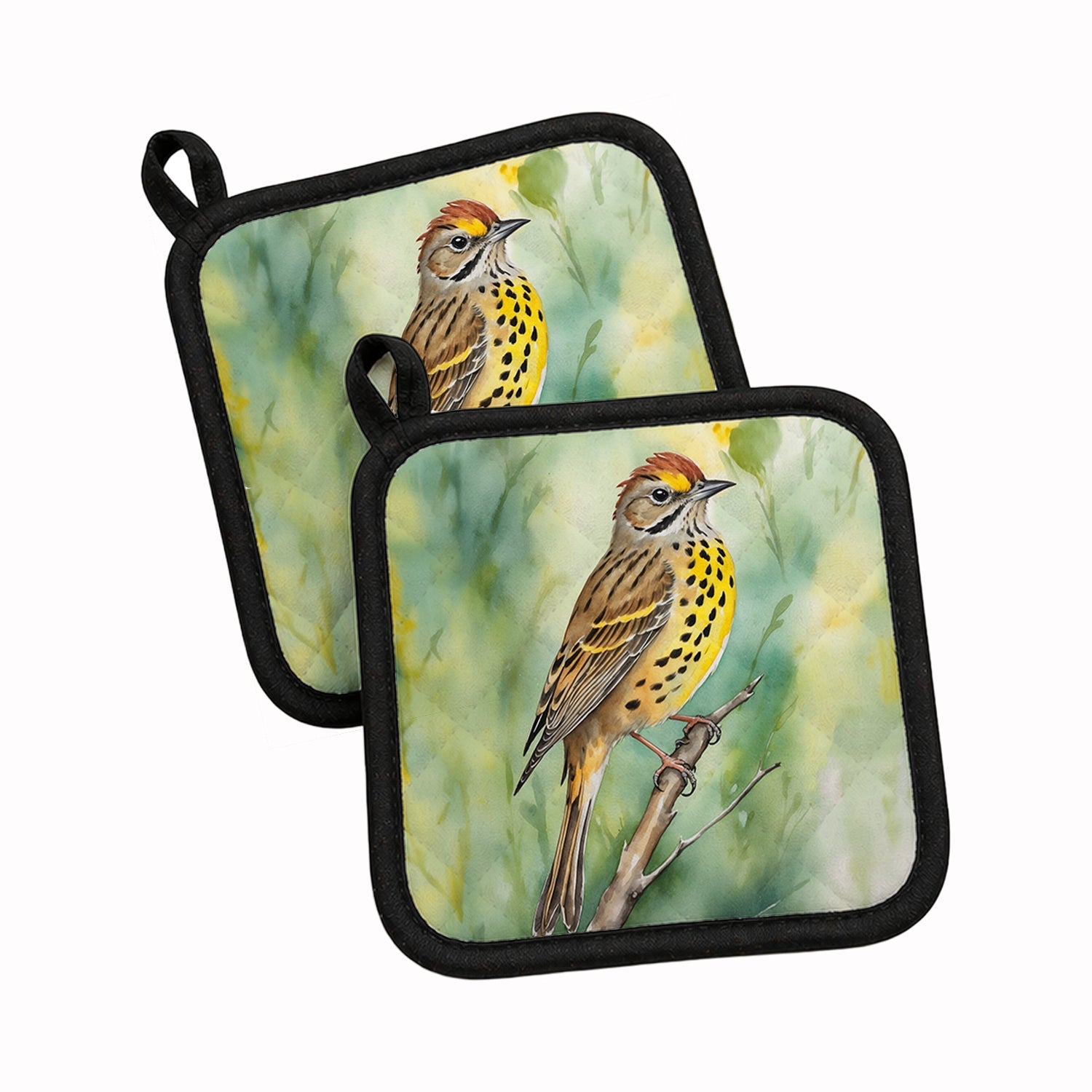 Alabama Yellowhammer Pot Holder Set of 2 Heat Resistant Quilted Hot Pads 7.5 x 7.5 Inch, Insulated Kitchen Trivets for Cooking & Baking