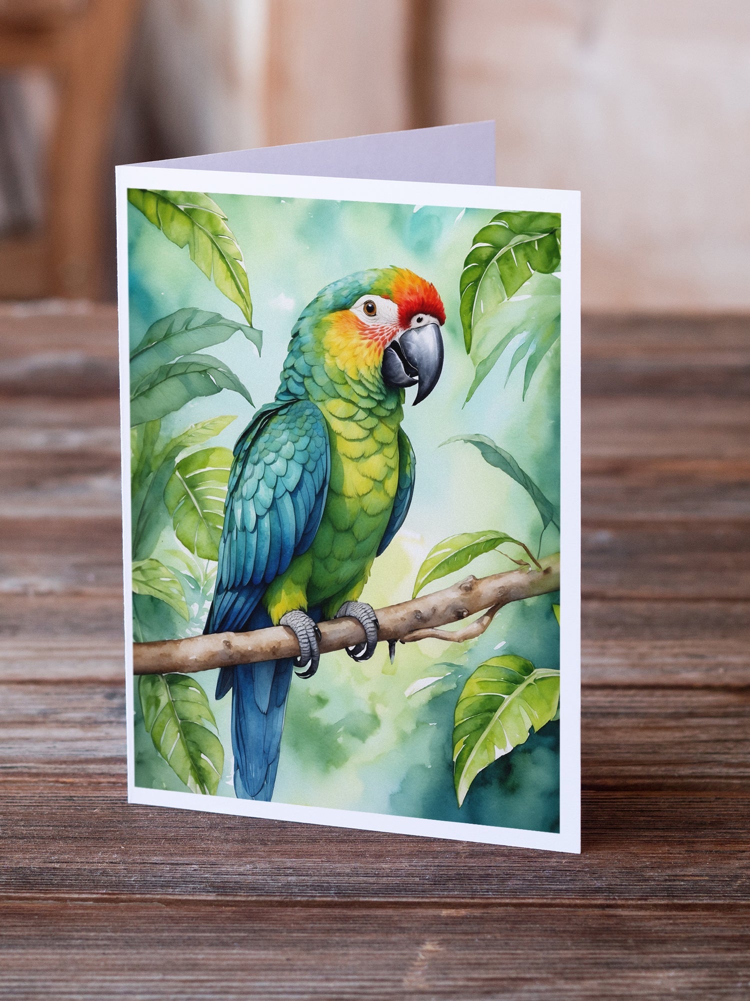 Amazon Parrot Greeting Cards Pack of 8 Blank Cards with Envelopes Whimsical A7 Size 5x7