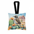 Arizona Cactus Wren Hanging Square Fabric Ornament 3.5 × 3.5 Decorative Door-Knob & Tree Hanger, Soft Fabric