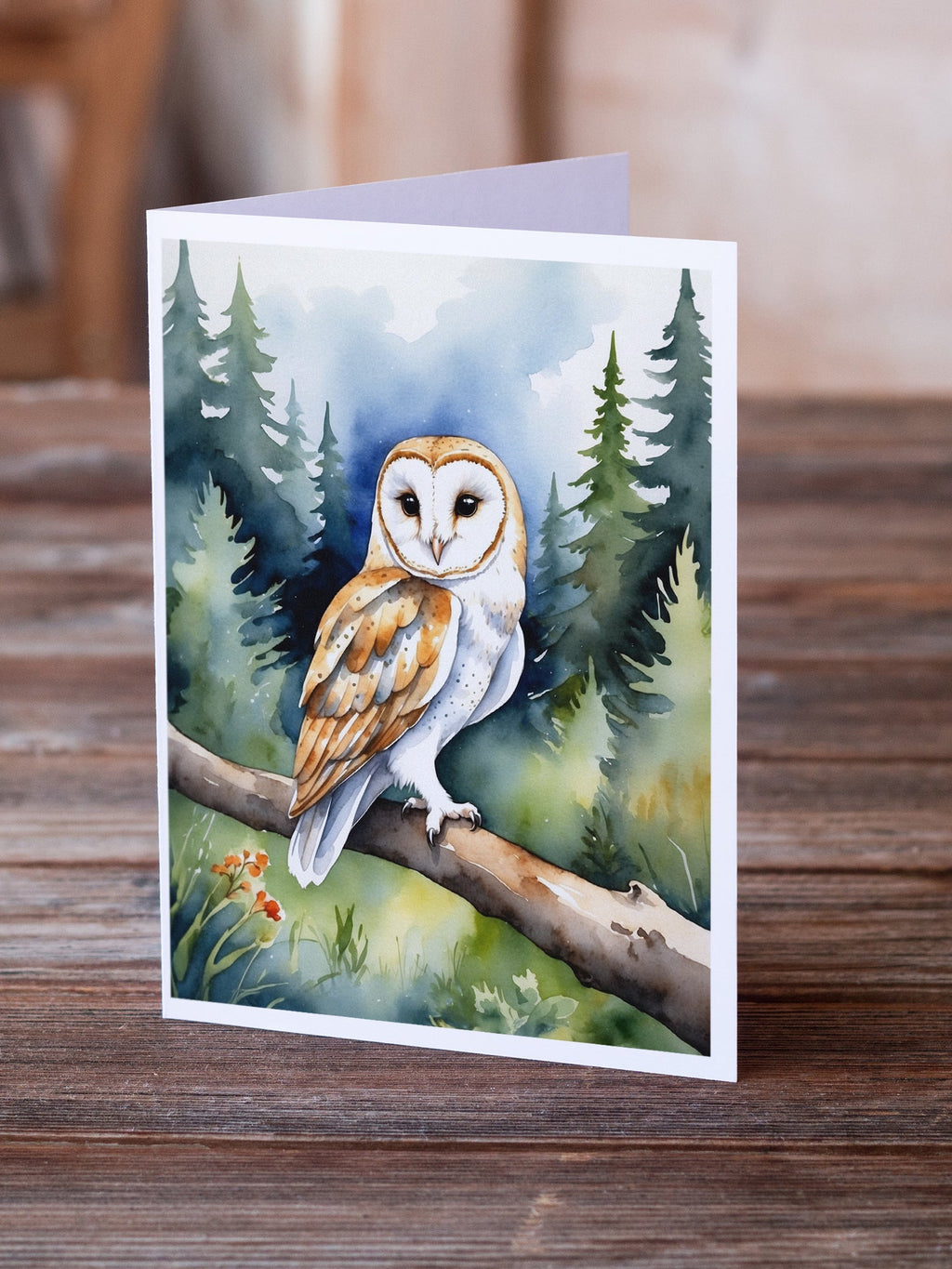 Barn Owl Greeting Cards Pack of 8 Blank Cards with Envelopes Whimsical A7 Size 5x7