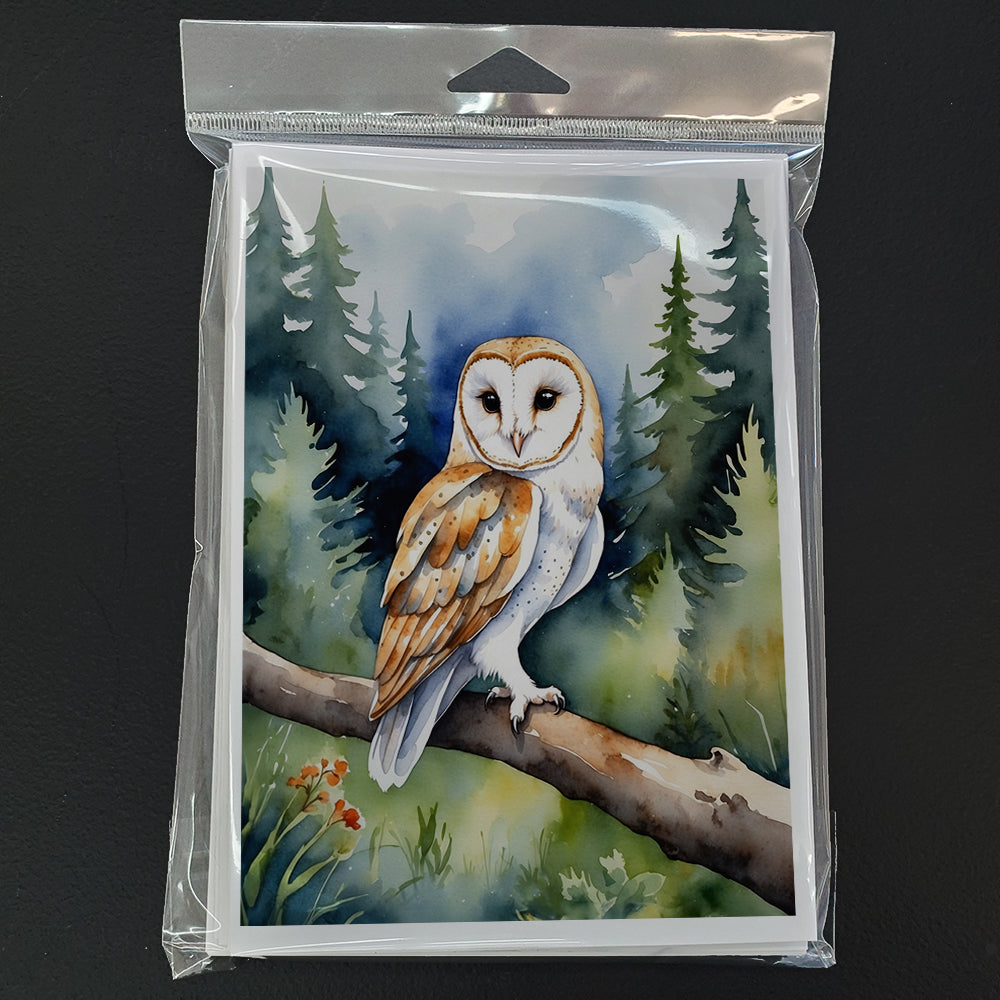 Barn Owl Greeting Cards Pack of 8 Blank Cards with Envelopes Whimsical A7 Size 5x7