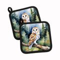 Barn Owl Pot Holder Set of 2 Heat Resistant Quilted Hot Pads 7.5 x 7.5 Inch, Insulated Kitchen Trivets for Cooking & Baking