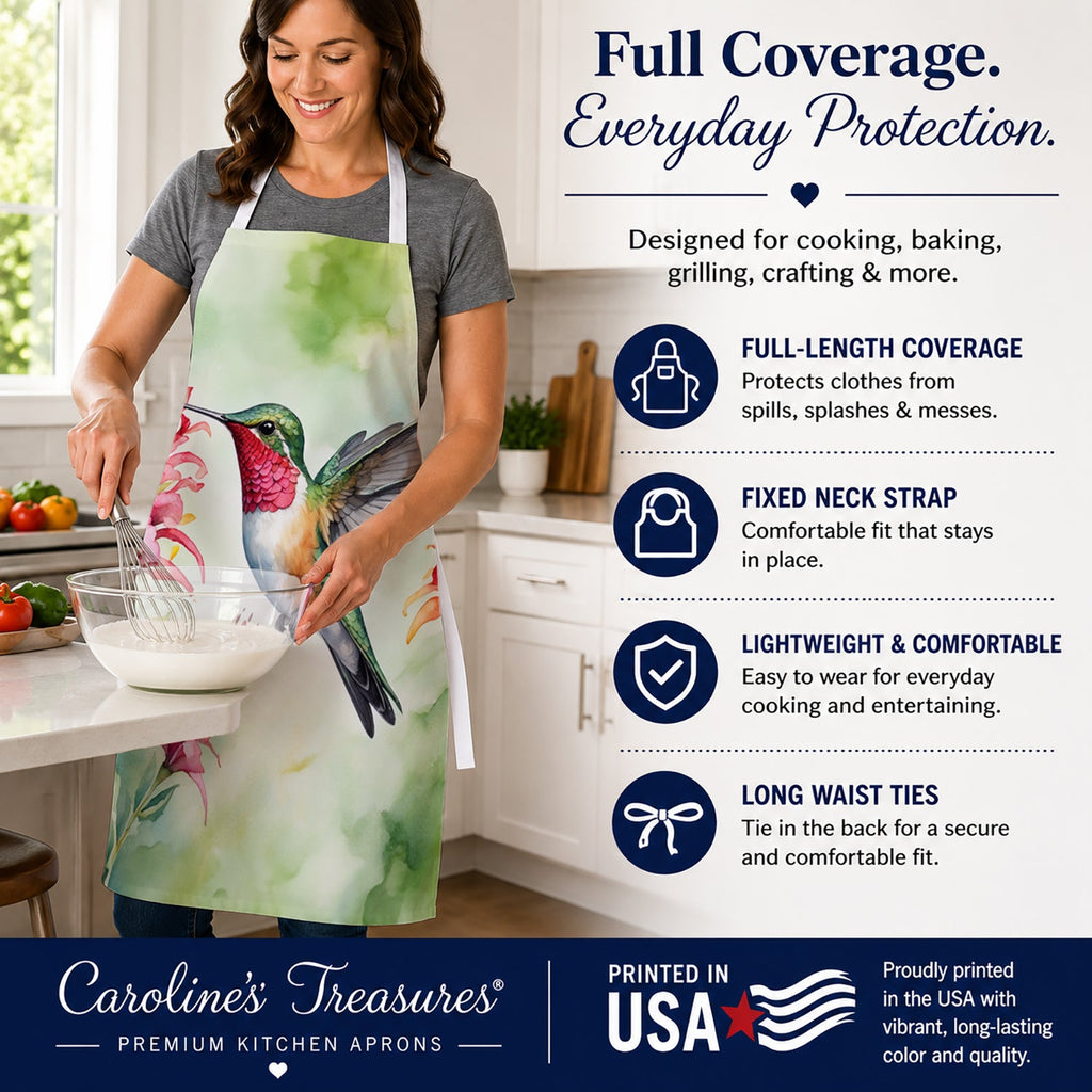 Broadtailed Hummingbird Apron Cooking Kitchen Server Baking Crafts Gardening for Adult Women Men, Unisex, Large, Multicolor