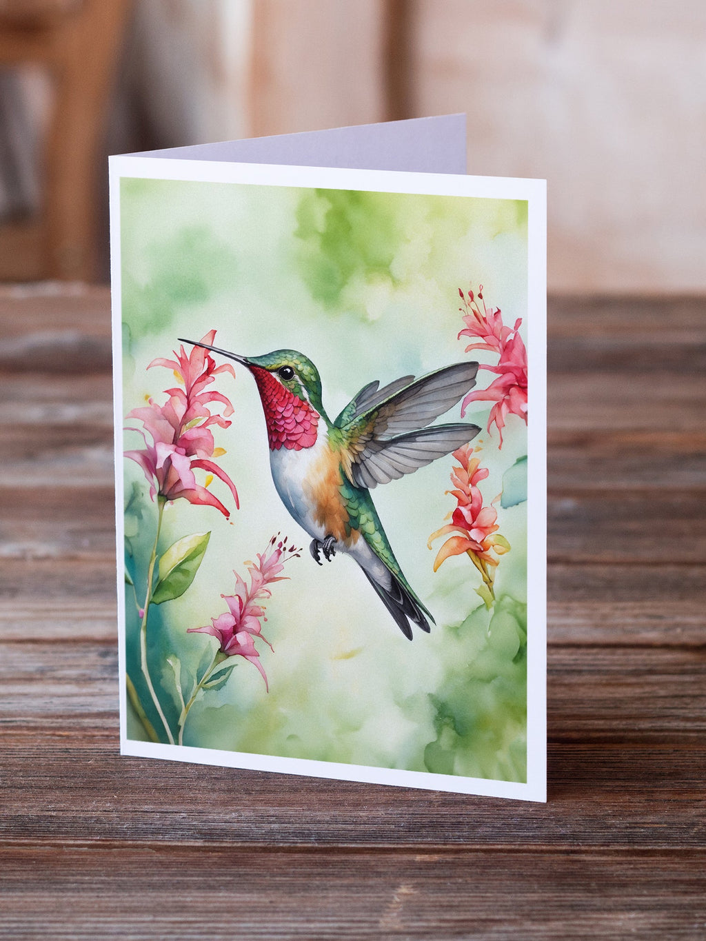 Broadtailed Hummingbird Greeting Cards Pack of 8 Blank Cards with Envelopes Whimsical A7 Size 5x7