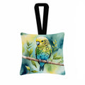 Budgerigar Hanging Square Fabric Ornament 3.5 × 3.5 Decorative Door-Knob & Tree Hanger, Soft Fabric