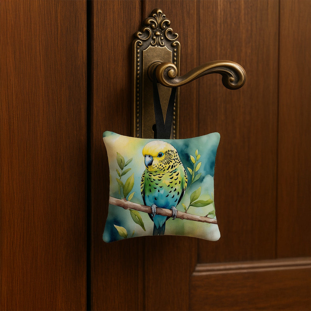 Budgerigar Hanging Square Fabric Ornament 3.5 × 3.5 Decorative Door-Knob & Tree Hanger, Soft Fabric