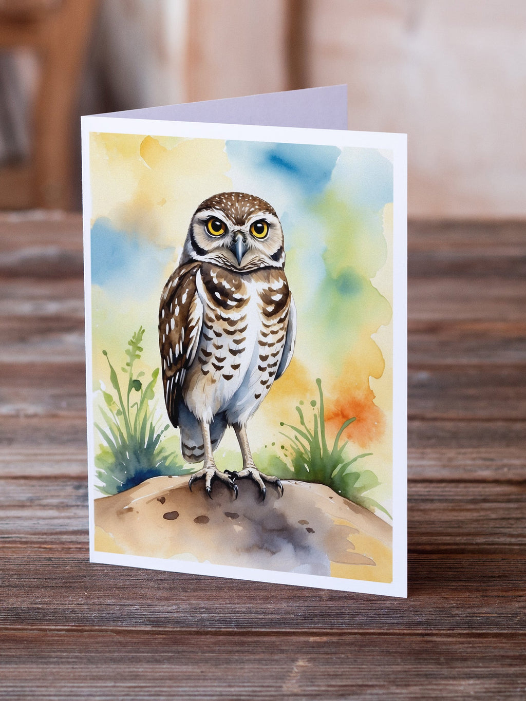 Burrowing Owl Greeting Cards Pack of 8 Blank Cards with Envelopes Whimsical A7 Size 5x7