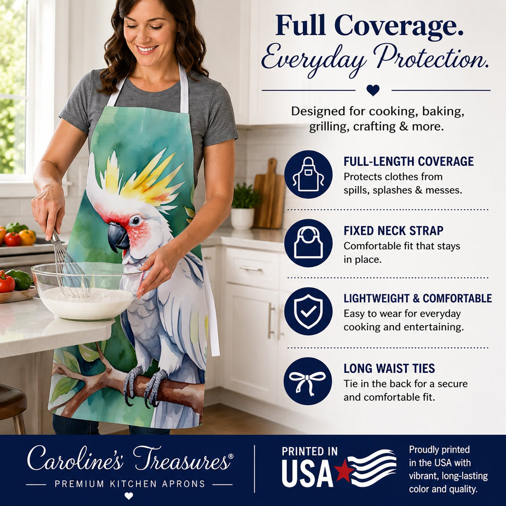 Cockatoo Apron Cooking Kitchen Server Baking Crafts Gardening for Adult Women Men, Unisex, Large, Multicolor