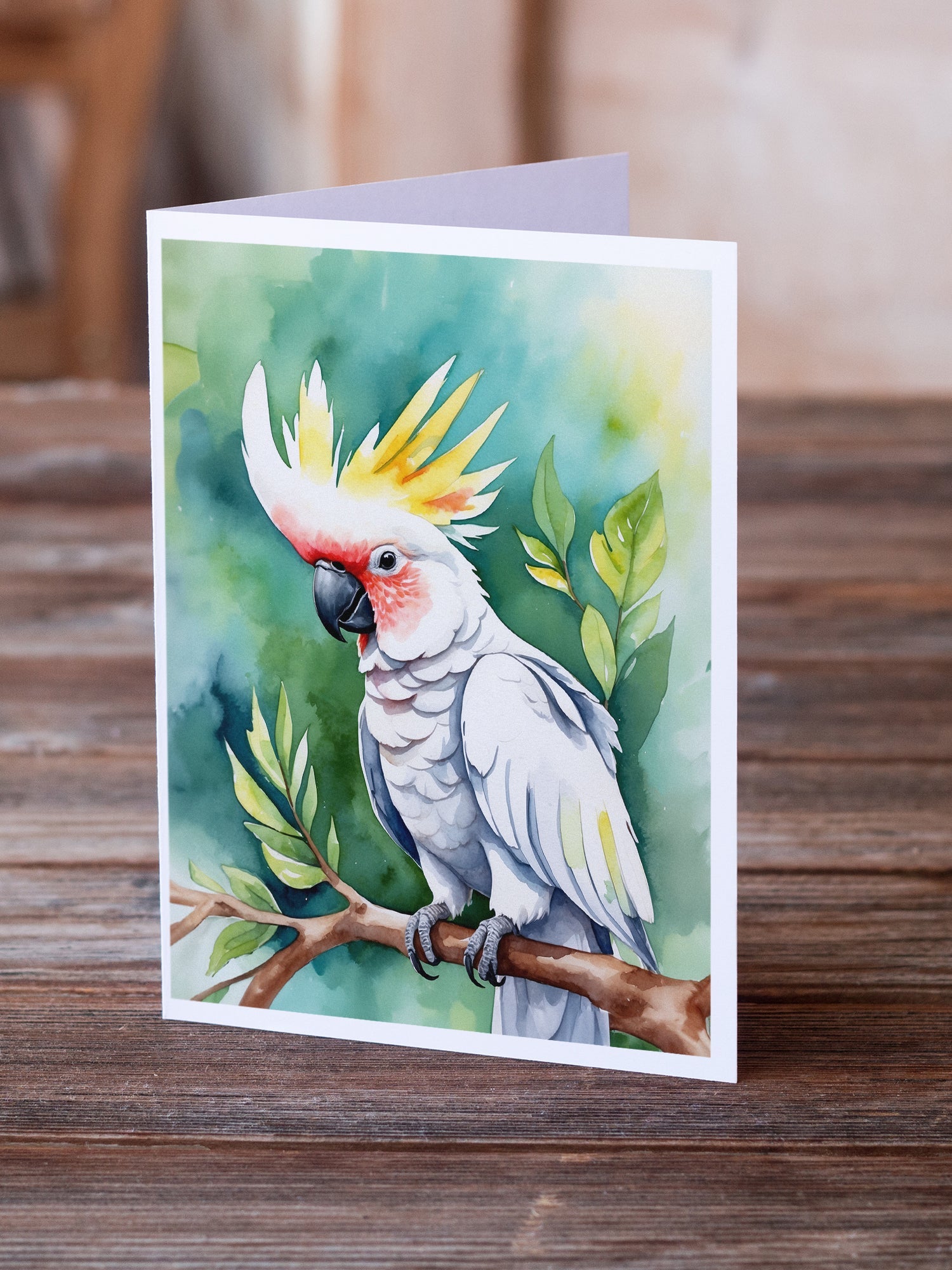 Cockatoo Greeting Cards Pack of 8 Blank Cards with Envelopes Whimsical A7 Size 5x7