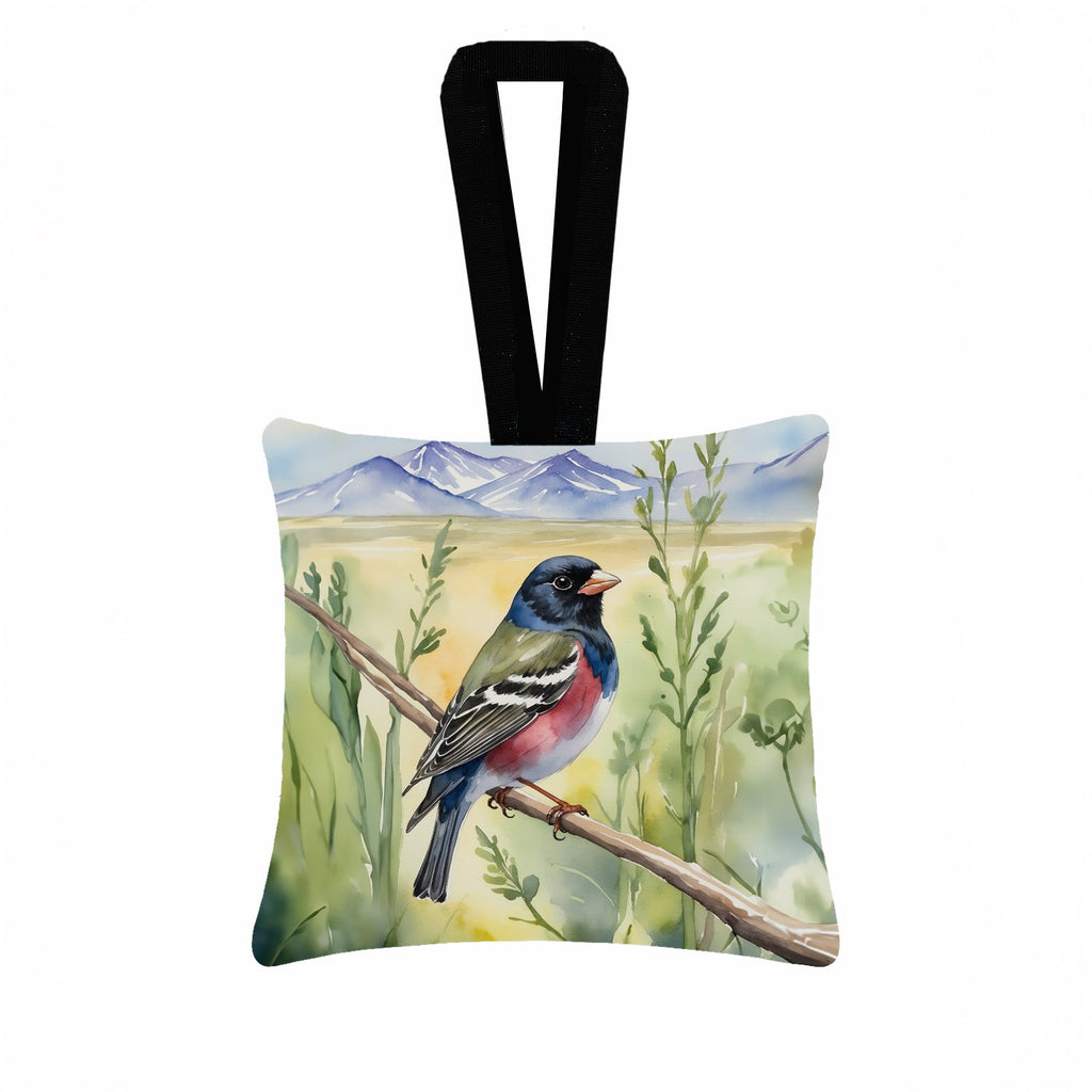 Colorado Lark Bunting Hanging Square Fabric Ornament 3.5 × 3.5 Decorative Door-Knob & Tree Hanger, Soft Fabric
