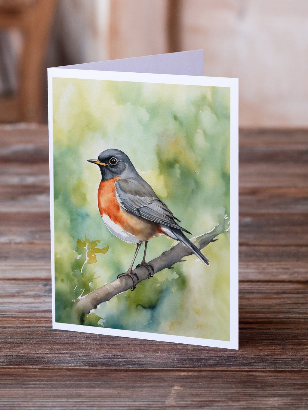 Connecticut American Robin Greeting Cards Pack of 8 Blank Cards with Envelopes Whimsical A7 Size 5x7