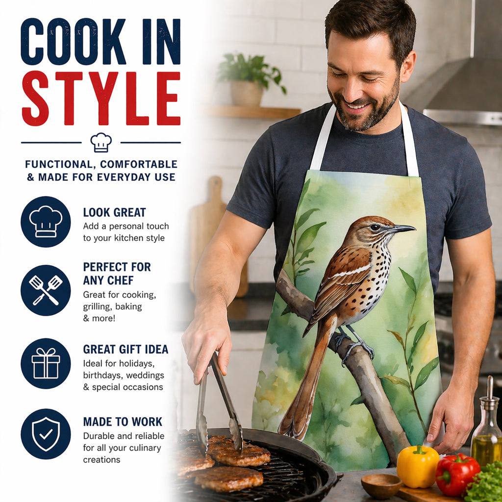 Georgia Brown Thrasher Apron Cooking Kitchen Server Baking Crafts Gardening for Adult Women Men, Unisex, Large, Multicolor