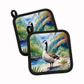 Hawaii Hawaiian Goose Pot Holder Set of 2 Heat Resistant Quilted Hot Pads 7.5 x 7.5 Inch, Insulated Kitchen Trivets for Cooking & Baking