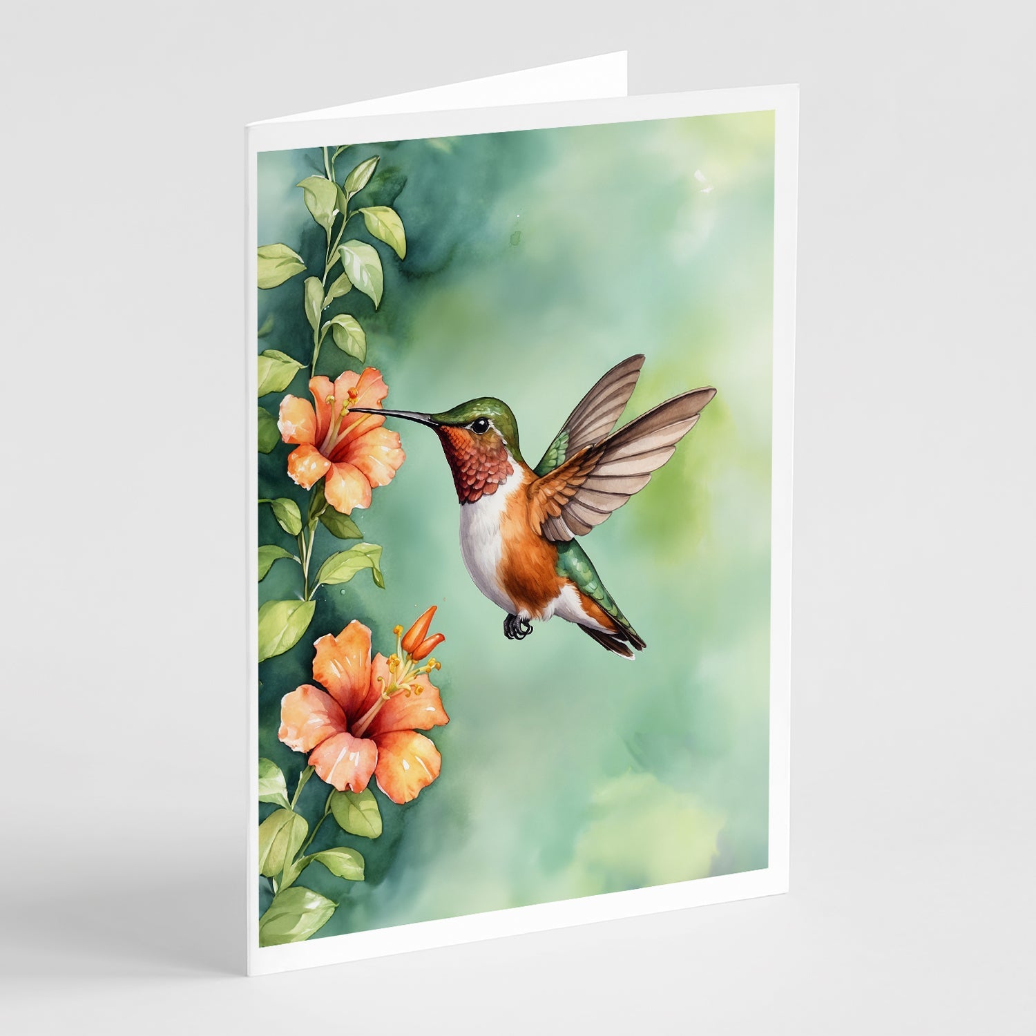 Rufous Hummingbird Greeting Cards Pack of 8 Blank Cards with Envelopes Whimsical A7 Size 5x7