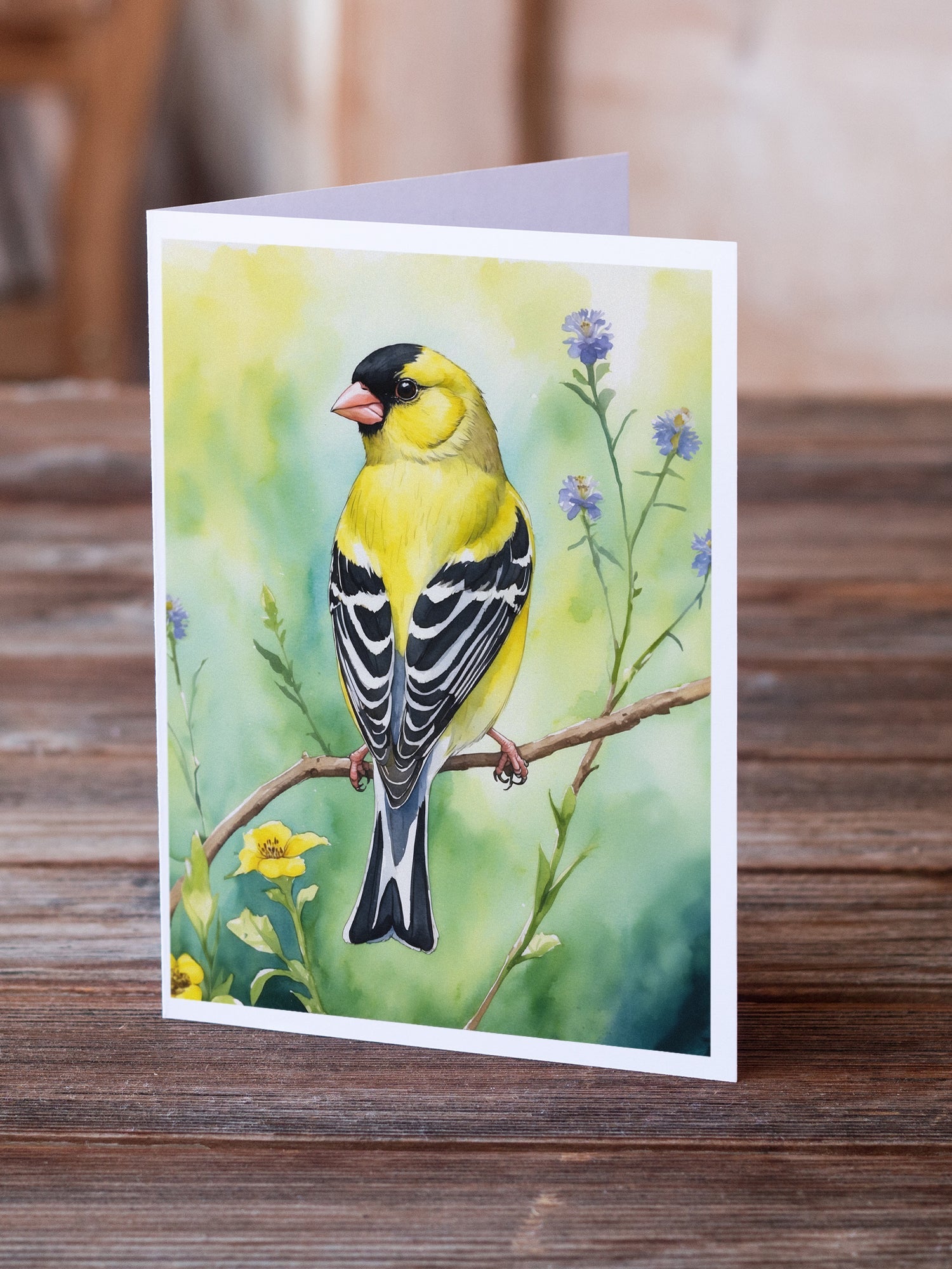American Goldfinch Greeting Cards Pack of 8 Blank Cards with Envelopes Whimsical A7 Size 5x7