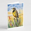 Kansas Western Meadowlark Greeting Cards Pack of 8 Blank Cards with Envelopes Whimsical A7 Size 5x7