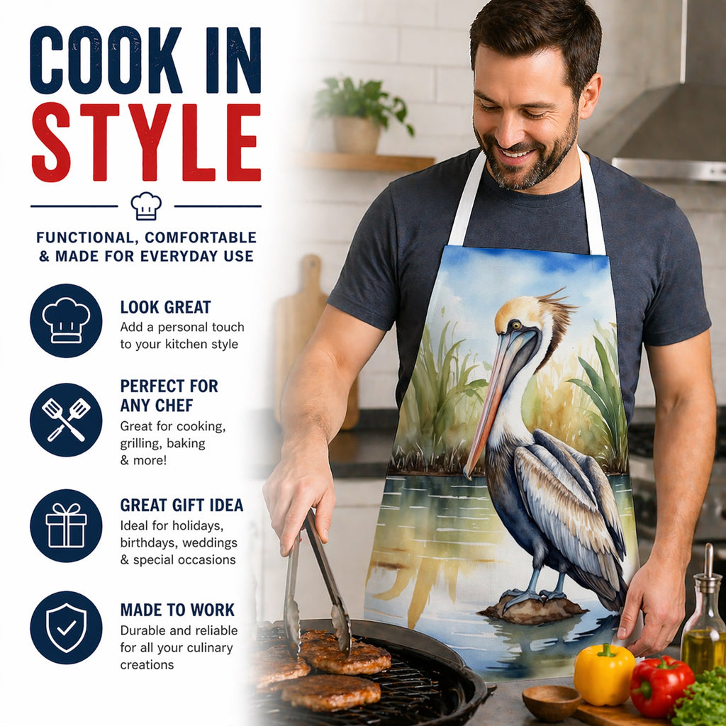 Louisiana Brown Pelican Apron Cooking Kitchen Server Baking Crafts Gardening for Adult Women Men, Unisex, Large, Multicolor