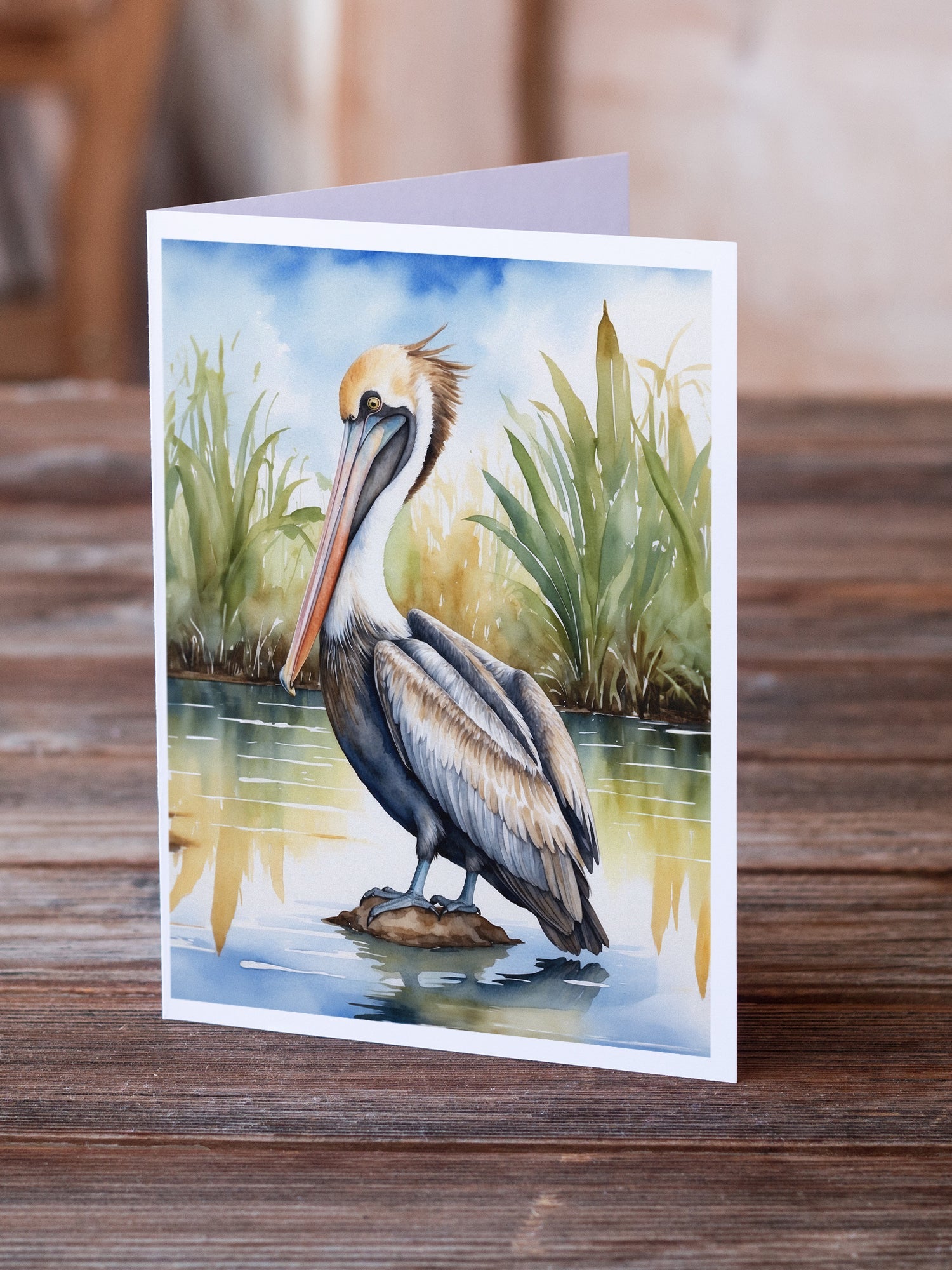 Louisiana Brown Pelican Greeting Cards Pack of 8 Blank Cards with Envelopes Whimsical A7 Size 5x7