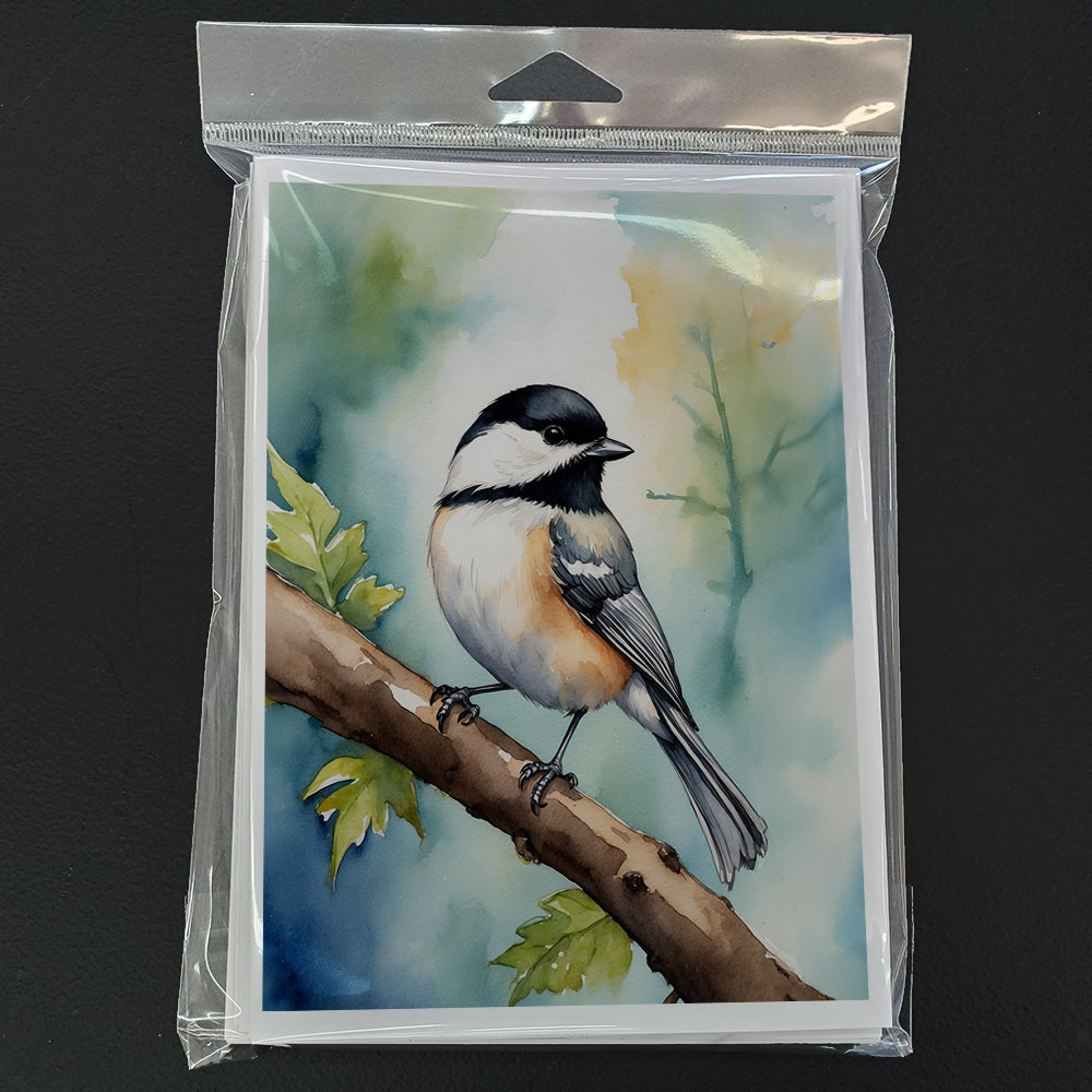 Massachusetts Blackcapped Chickadee Greeting Cards Pack of 8 Blank Cards with Envelopes Whimsical A7 Size 5x7