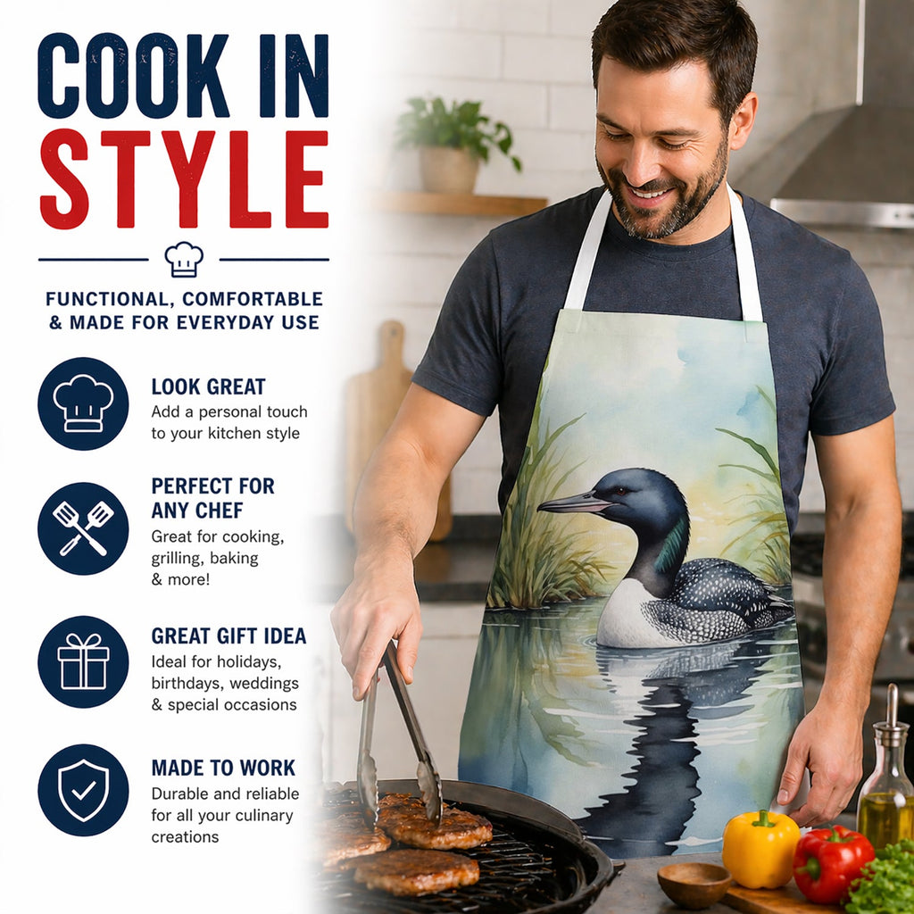Minnesota Common Loon Apron Cooking Kitchen Server Baking Crafts Gardening for Adult Women Men, Unisex, Large, Multicolor