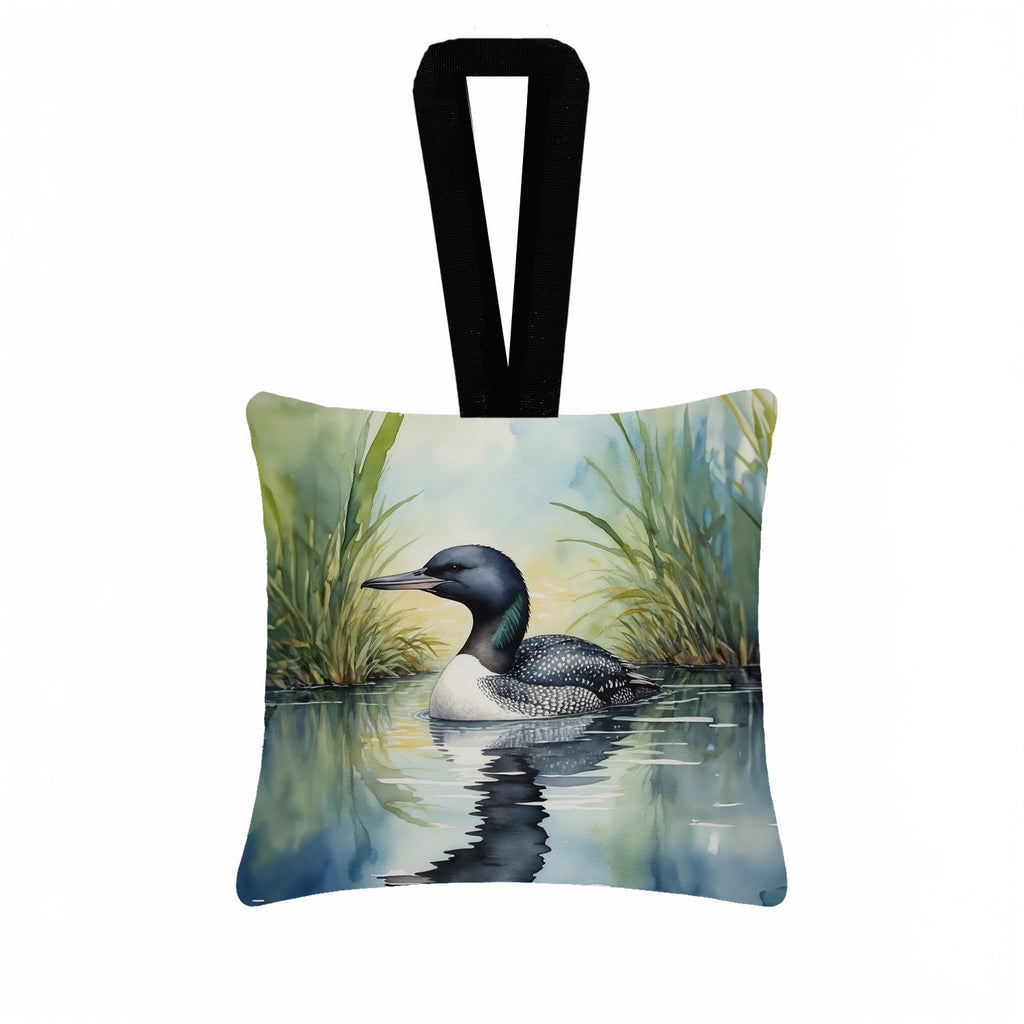 Minnesota Common Loon Hanging Square Fabric Ornament 3.5 × 3.5 Decorative Door-Knob & Tree Hanger, Soft Fabric