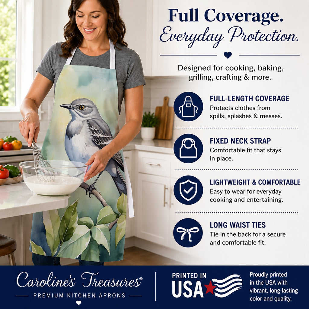 Mississippi Northern Mocking bird Apron Cooking Kitchen Server Baking Crafts Gardening for Adult Women Men, Unisex, Large, Multicolor