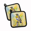 Montana Western Meadowlark Pot Holder Set of 2 Heat Resistant Quilted Hot Pads 7.5 x 7.5 Inch, Insulated Kitchen Trivets for Cooking & Baking