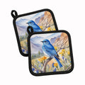 Nevada Mountain Bluebird Pot Holder Set of 2 Heat Resistant Quilted Hot Pads 7.5 x 7.5 Inch, Insulated Kitchen Trivets for Cooking & Baking