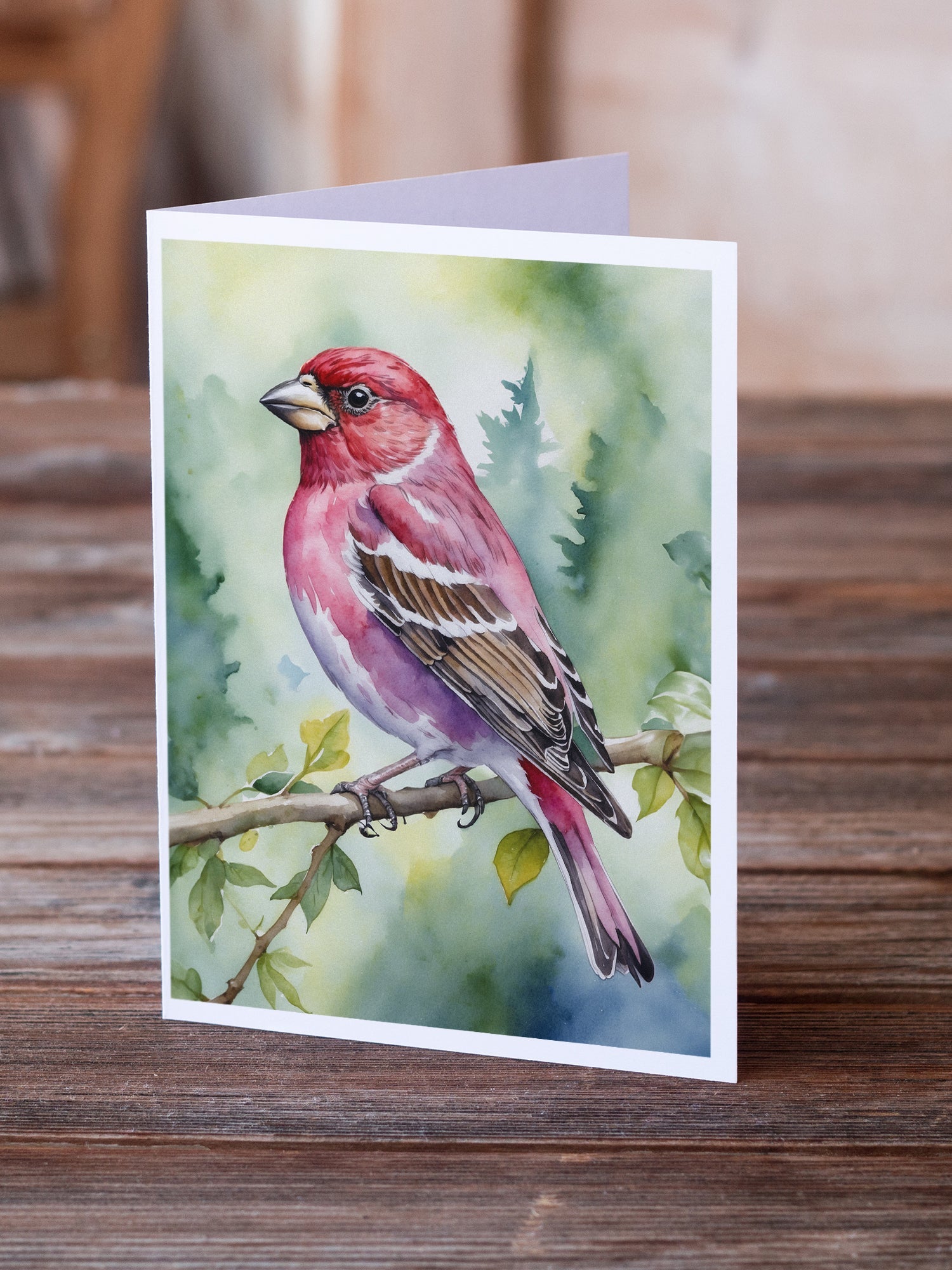 New Hampshire Purple Finch Greeting Cards Pack of 8 Blank Cards with Envelopes Whimsical A7 Size 5x7