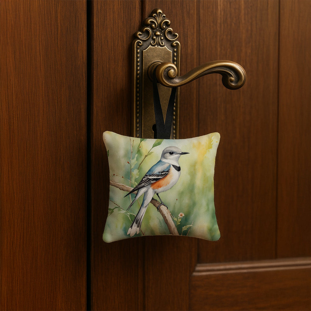 Oklahoma Scissortailed Flycatcher Hanging Square Fabric Ornament 3.5 × 3.5 Decorative Door-Knob & Tree Hanger, Soft Fabric