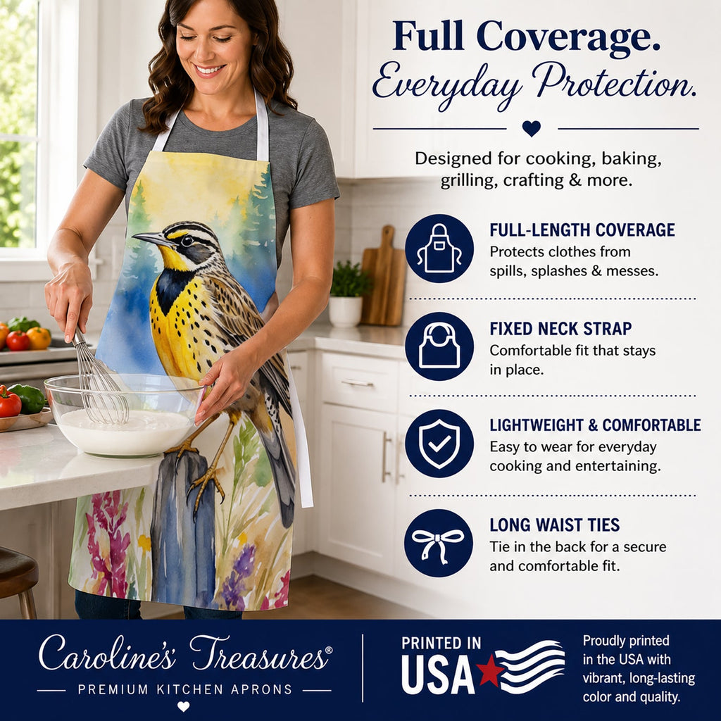 Oregon Western Meadowlark Apron Cooking Kitchen Server Baking Crafts Gardening for Adult Women Men, Unisex, Large, Multicolor