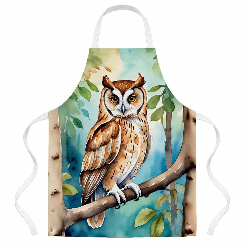 Oriental Bay Owl Apron Cooking Kitchen Server Baking Crafts Gardening for Adult Women Men, Unisex, Large, Multicolor