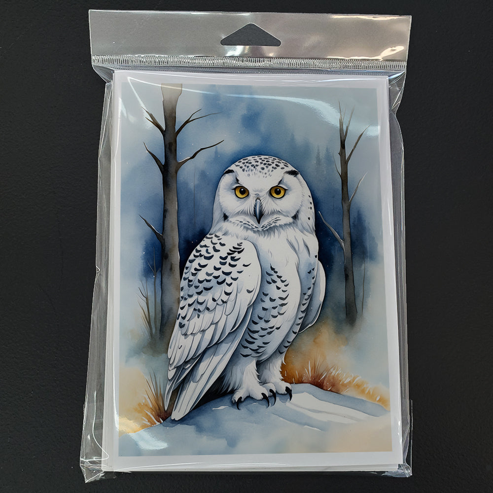 Snowy Owl Greeting Cards Pack of 8 Blank Cards with Envelopes Whimsical A7 Size 5x7