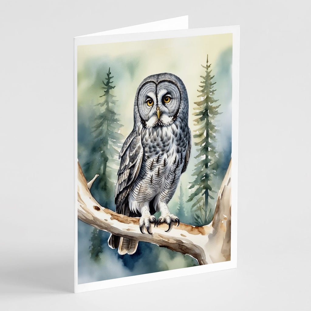 Great Gray Owl Greeting Cards Pack of 8 Blank Cards with Envelopes Whimsical A7 Size 5x7