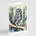 Great Gray Owl Greeting Cards Pack of 8 Blank Cards with Envelopes Whimsical A7 Size 5x7