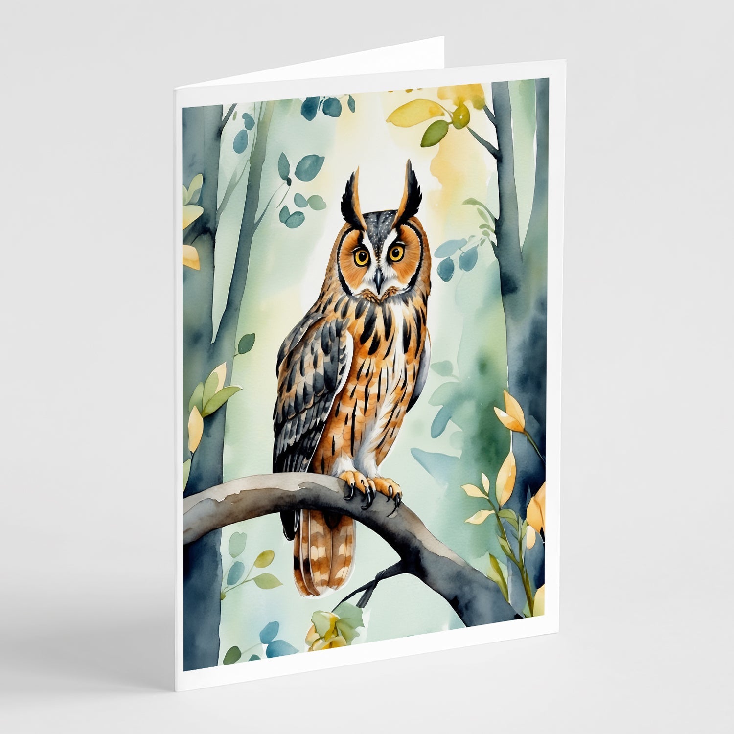 LongEared Owl Greeting Cards Pack of 8 Blank Cards with Envelopes Whimsical A7 Size 5x7