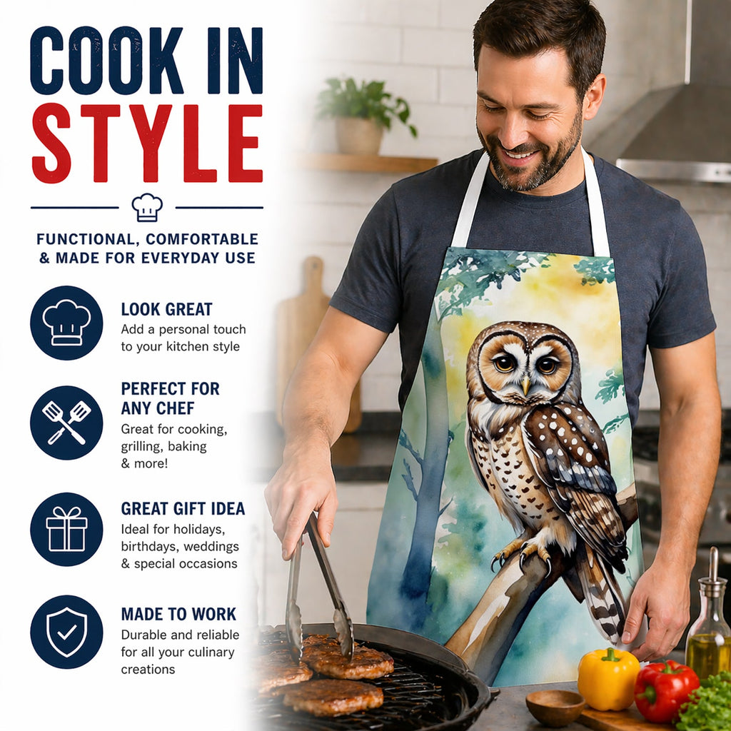 Spotted Owl Apron Cooking Kitchen Server Baking Crafts Gardening for Adult Women Men, Unisex, Large, Multicolor