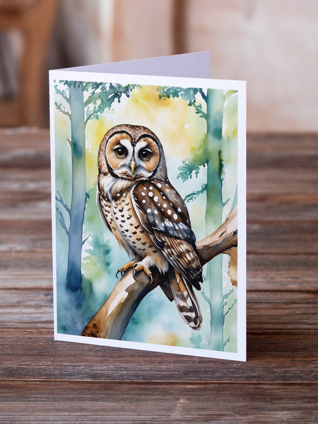 Spotted Owl Greeting Cards Pack of 8 Blank Cards with Envelopes Whimsical A7 Size 5x7