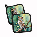 Western Screech Owl Pot Holder Set of 2 Heat Resistant Quilted Hot Pads 7.5 x 7.5 Inch, Insulated Kitchen Trivets for Cooking & Baking