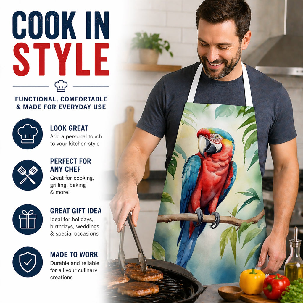 Macaw Parrot Apron Cooking Kitchen Server Baking Crafts Gardening for Adult Women Men, Unisex, Large, Multicolor