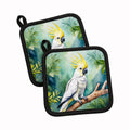 Sulphurcrested Cockatoo Pot Holder Set of 2 Heat Resistant Quilted Hot Pads 7.5 x 7.5 Inch, Insulated Kitchen Trivets for Cooking & Baking
