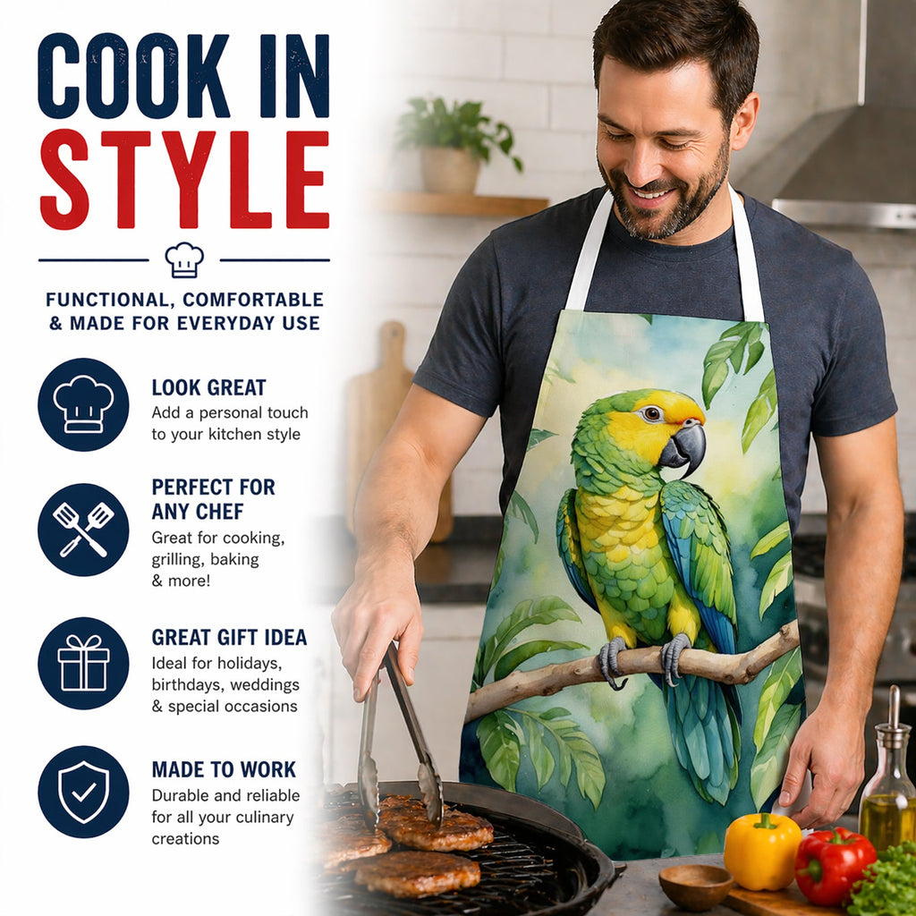 Yellownaped Amazon Parrot Apron Cooking Kitchen Server Baking Crafts Gardening for Adult Women Men, Unisex, Large, Multicolor