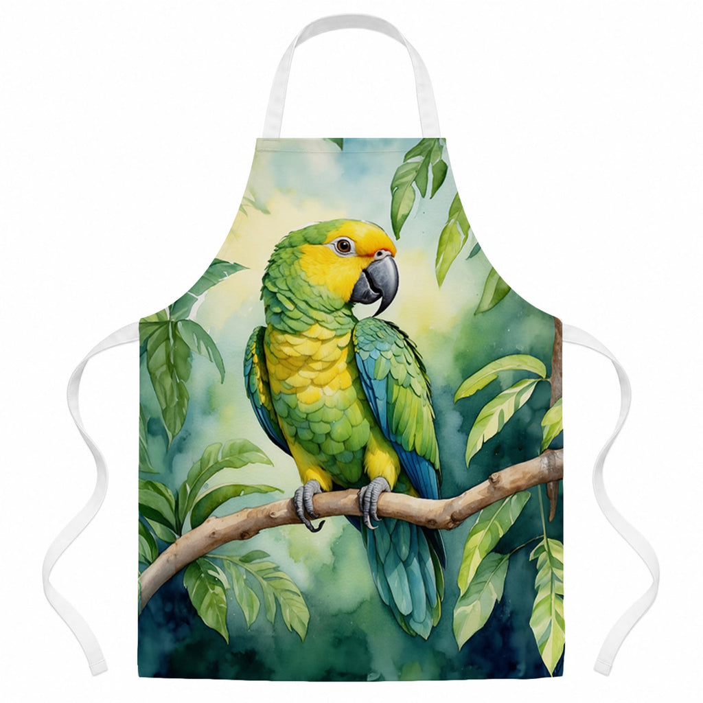 Yellownaped Amazon Parrot Apron Cooking Kitchen Server Baking Crafts Gardening for Adult Women Men, Unisex, Large, Multicolor