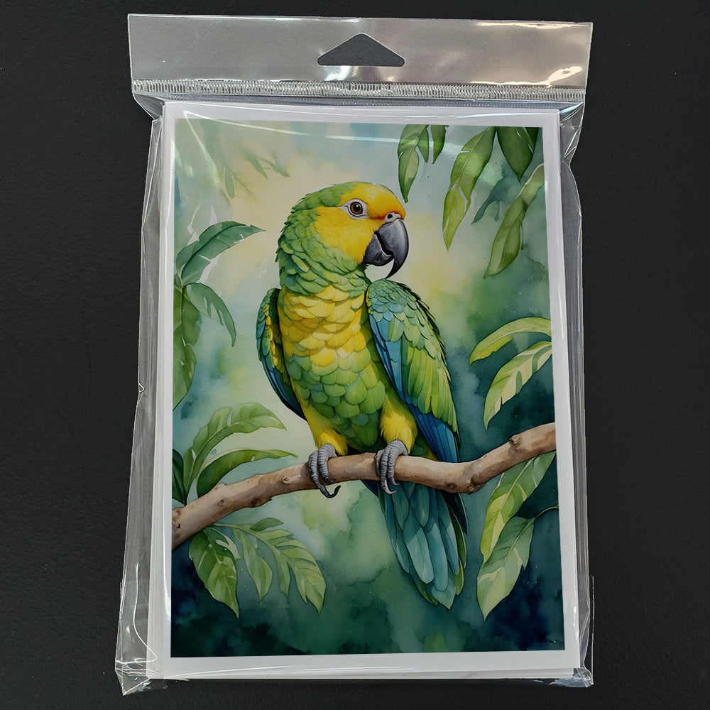 Yellownaped Amazon Parrot Greeting Cards Pack of 8 Blank Cards with Envelopes Whimsical A7 Size 5x7