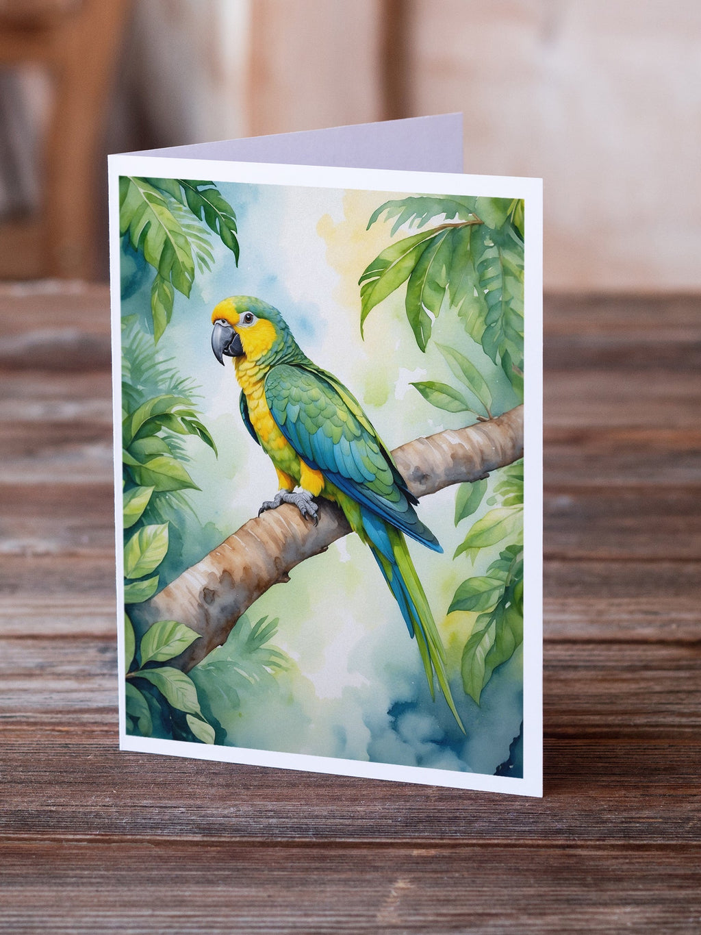 Yellownaped Amazon Parrot Greeting Cards Pack of 8 Blank Cards with Envelopes Whimsical A7 Size 5x7